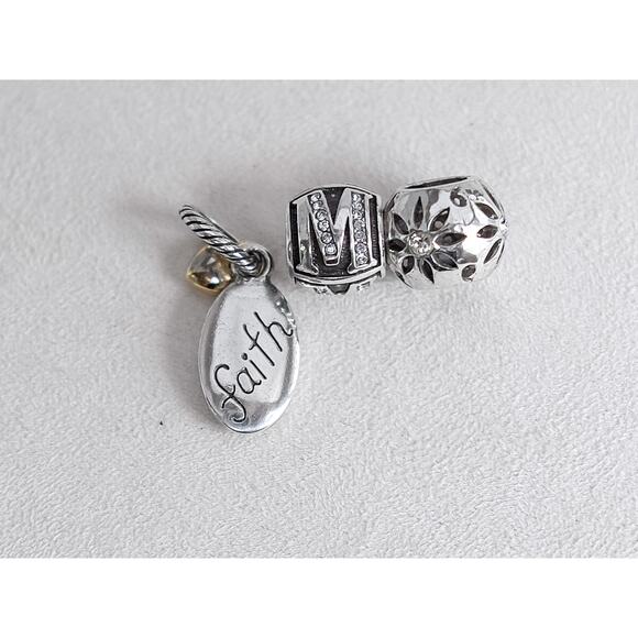 Brighton 3 PC Charms Cross Faith Heart Two Tone Gold Silver Spacer Beads Set - Picture 3 of 5